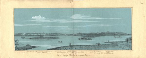 Вид города Томска за рекой Томь. Картина П. М. Кошарова. 1887 г. Из архива ТГУ.